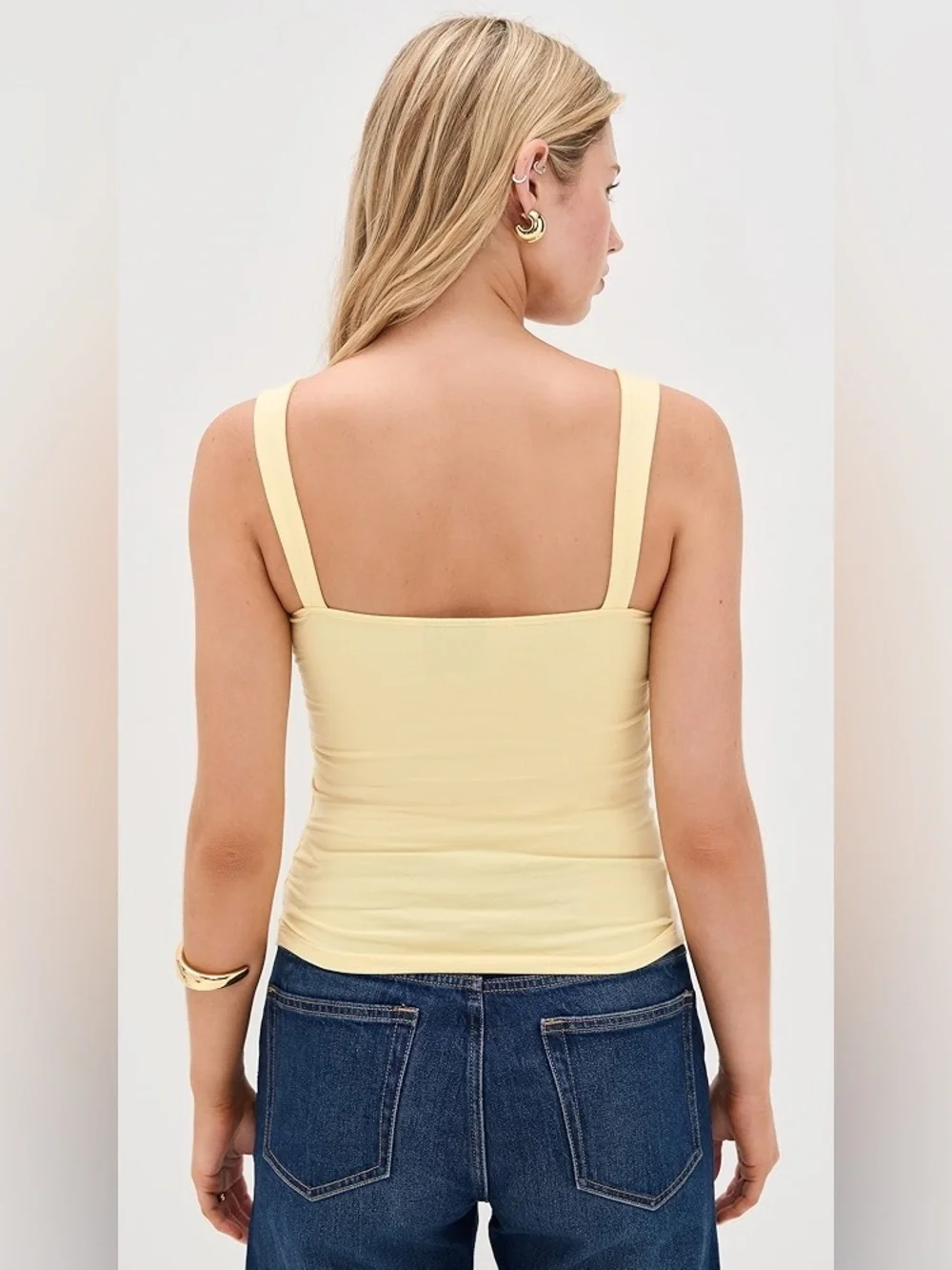 new Reformation Trish layered sweetheart neckline knit tank top in Pineapple - Picture 2 of 11